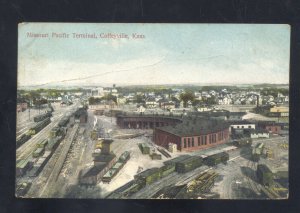 COFFEYVILLE KANSAS MISSOURI PACIFIC RAILROAD TERMINAL VINTAGE POSTCARD