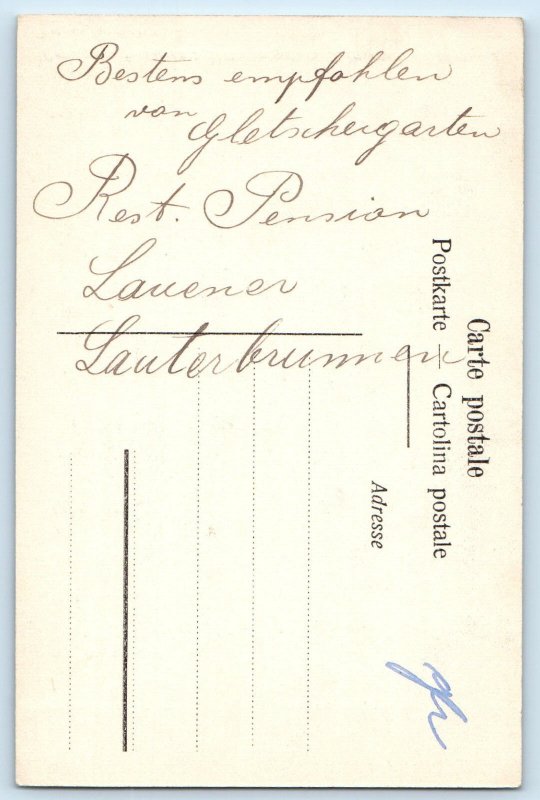 Switzerland Postcard Pension Restaurant Gletschergarten Grindelwald c1910