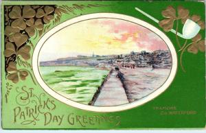 ST PATRICK'S DAY  GREETING   Postcard  Embossed View of TRAMORE Ireland   c1910s