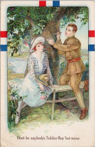 Don't Be Anybody's Soldier Boy But Mine Love Romance Carving USA Postcard H49
