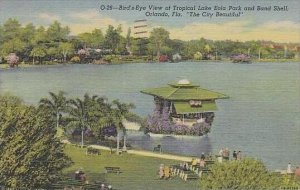 Florida Orlando Birds Eye View Of Tropical Lake Eola Park And Band Shell The ...