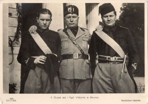 Mussolini Fascism Italy Military Leaders Fascist Vintage Real Photo Postcard