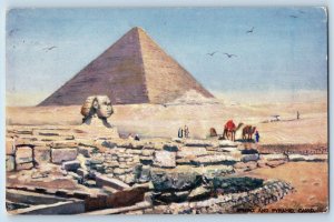 Cairo Egypt Postcard Sphinx and Pyramid c1910 Egyptian Gazette Oilette Tuck Art