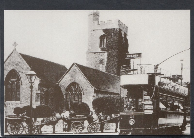 Essex Postcard - Old Leigh - Tram Outside Leigh Church, Leigh-On-Sea  BX753