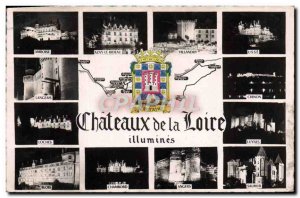 Postcard Modern Loire Castles illuminated Amboise Azay le Rideau Villandry La...