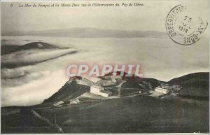 Old Postcard Clouds Sea and the Monts Dore seen from the observatory of the P...