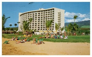 Maui Surf on Kaanapali Beach near Lahaina Town Hawaii Postcard Posted 1974