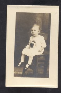 RPPC CANEY KANSAS LESLIE DELBERT CUTE GIRL 1915 VINTAGE REAL PHOTO POSTCARD