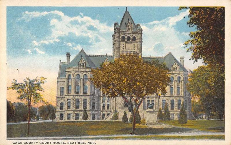 Beatrice Nebraska Gage Court House Exterior Antique Postcard