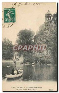 CARTE Postale Old Paris Buttes Chaumont Lake and Belvedere