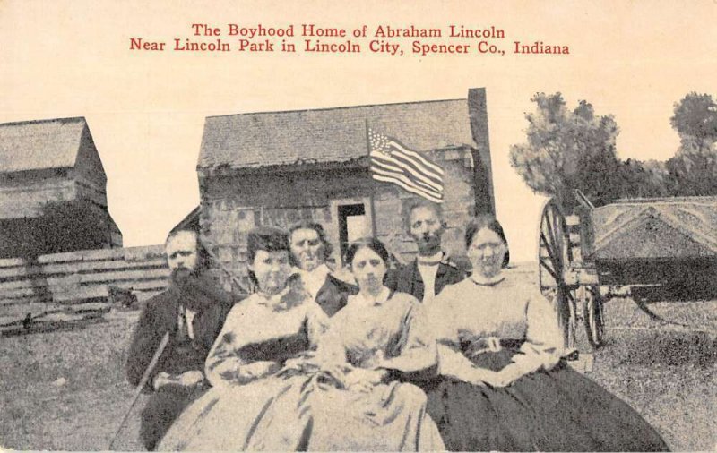 Lincoln City Indiana Boyhood Home of Abraham Lincoln Vintage Postcard AA16520