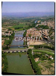 Postcard Modern Capital Vineyard Languedoc Beziers 5 bridges over the Orb