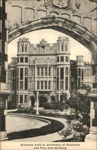 Norman Oklahoma University of OK Fine Arts Bldg Entrance Arch Vintage Postcard