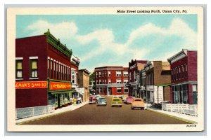 Vintage 1930's Postcard Main Street Business District Union City Pennsylvania