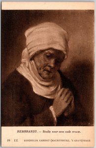 Rembrandt - Studle Naar Eene Oude Vrouw Portrait Postcard