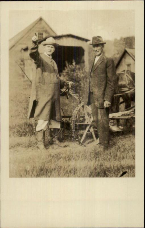 President Calvin Coolidge & Father John c1920s Real Photo Postcard