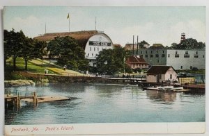 Portland Maine Peak's Island Docks, Gem Theater, Boathouse, c1906 Postcard S17