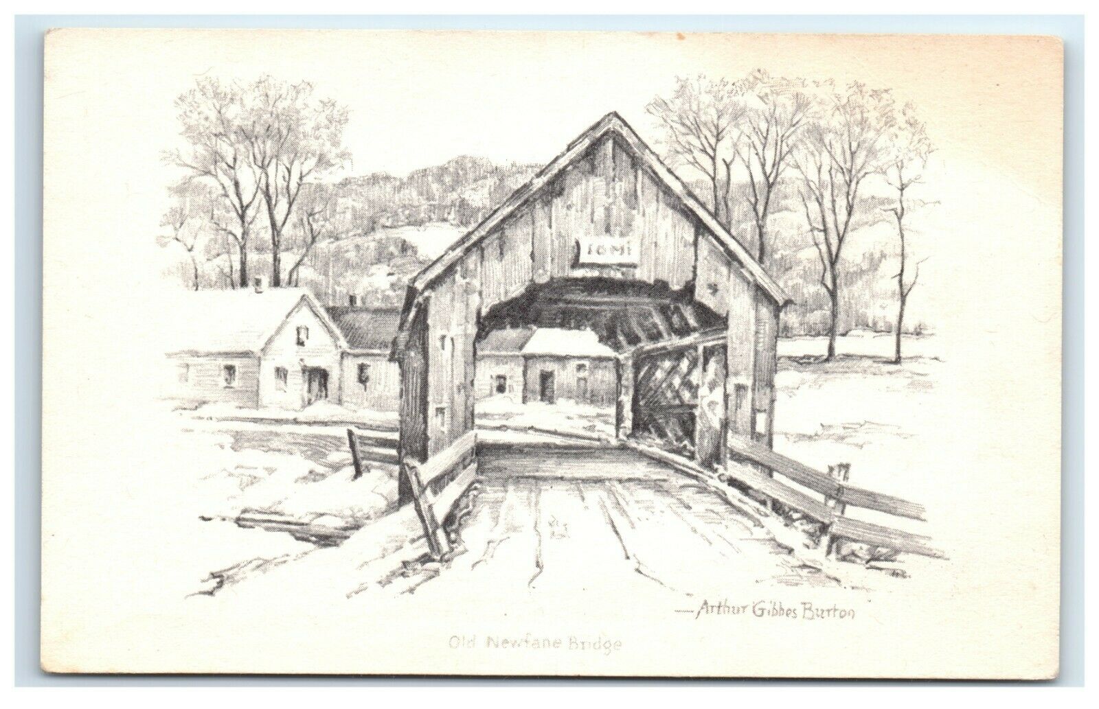 Postcard Artist Arthur Gibbes Burton Old Newfane Bridge VT G43 United States Vermont Other Postcard