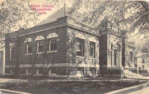 Shenandoah Iowa~Public Library~Walls Shaded by Trees~1912 B&W Postcard