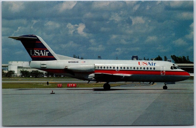 Airplane US Air N45BUS Fokker 28-1000 c/n 11035 Fort Lauderdale Florida Postcard