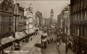 Belfast Ireland High St. Double Decker Bus c1915 Real Photo Postcard