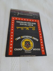 Tank Destroyer Center Camp Hood Texas 40 Front Strike Matchbook Cover Postcard