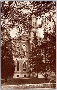 Court House Menomonie Wisconsin WI Building Pines Real Photo RPPC Postcard