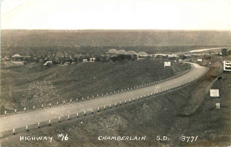 Chamberlain South Dakota 1940s Highway #16 RPPC real photo postcard 1569 Cook