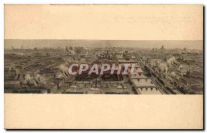 Old Postcard Paris Panorama of Paris in flames D & # 39apres a color print (m...