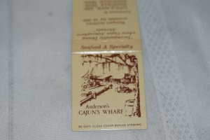 Anderson's Cajun's Wharf Tennessee 20 Strike Matchbook Cover