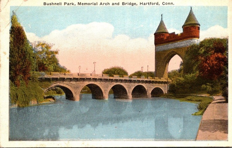 Connecticut Hartford Bushnell Park Memorial Arch and Bridge 1923