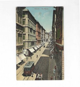 Vtg 1914 Genova, Via Roma, Italy City Street Scene Postcard