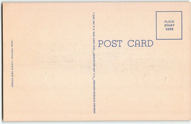 MISSOULA, MONTANA Large Letter Linen Postcard Curt Teich, University Clock Tower