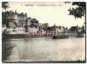 Postcard Old Amboise Chateau and Pier
