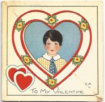 Valentine's Day Card Die Cut Little Boy in Red Heart Cutout To My Valentine