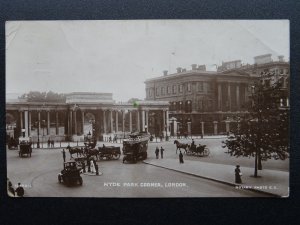 London HYDE PARK CORNER Advert for SEEGERS HAIR DYE 1912 RP Postcard by Rotary