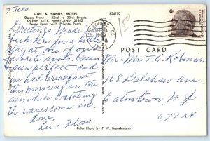 c1997 Ocean City Maryland Vintage Postcard Surf Sands Motel Private Porch Posted