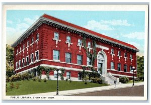 c1950's Public Library Building Side View Stairs Sioux City Iowa IA Postcard 