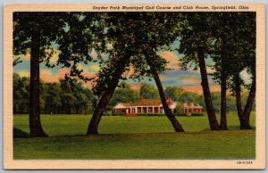 Springfield Ohio 1940s Postcard Snyder Park Municipal Golf Course & Club House