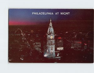 Postcard Philadelphia At Night, Philadelphia, Pennsylvania