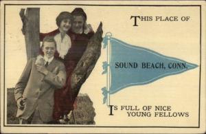 Sound Beach CT Pennant - Romance c1915 Postcard