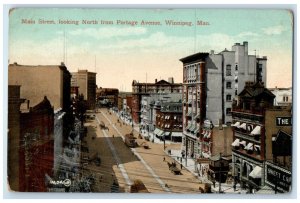 c1910 Main Street Looking North Winnipeg Manitoba Canada Antique Postcard