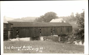 SOUTH LONDONDERRY VT Old Covered Bridge Old REAL PHOTO Postcard 