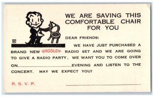 Advertising Postcard Brand New Crosley Radio Set Party c1905 Unposted Antique