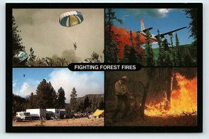 FIGHTING FOREST FIRES ~ Ground Crews SMOKEJUMPERS Retardant Drop 4x6 Postcard