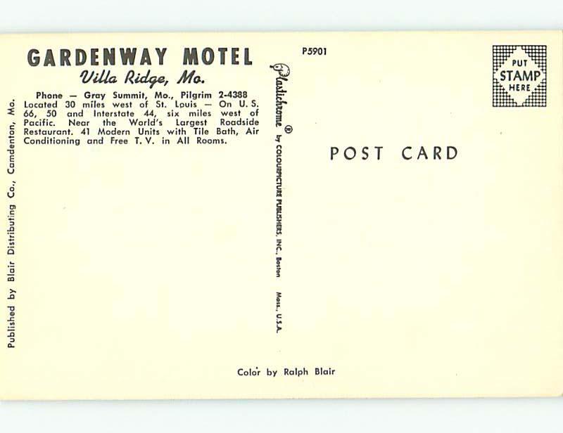 Unused Pre-1980 OLD CARS & GARDENWAY MOTEL Villa Ridge Missouri MO u1662-12