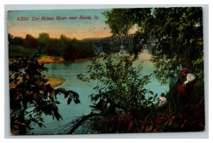 Vintage 1913 Postcard Panoramic View Des Moines River Bridge Boon Iowa