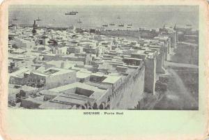 Sousse Tunisia Porte Sud Birds Eye View Antique Postcard J75520