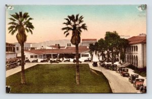 City Hall Plaza Santa Barbara CA Hand Colored Albertype UNP Postcard C17