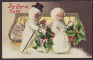 Best Christmas Wishes,Couple,Holly Postcard 